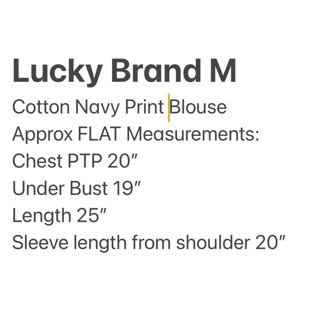 Lucky Brand Boho Navy Cotton Blouse M - Picture 8 of 8